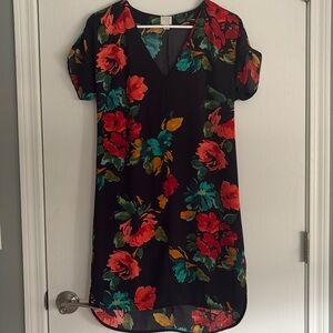 A New Day Red and Black Sheath Midi Dress Casual Short Sleeve